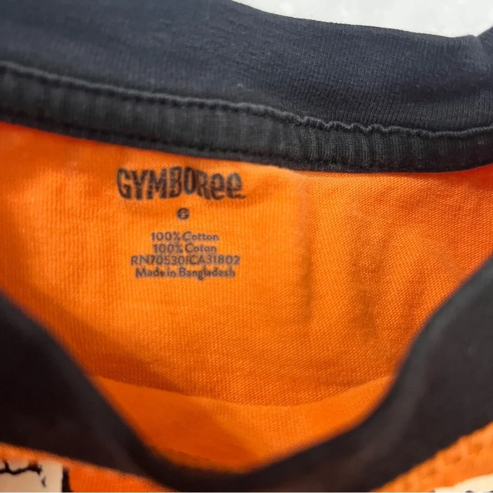 Gymboree Halloween‎ Skeleton Black Orange Tee Shirt size 6 8 ?